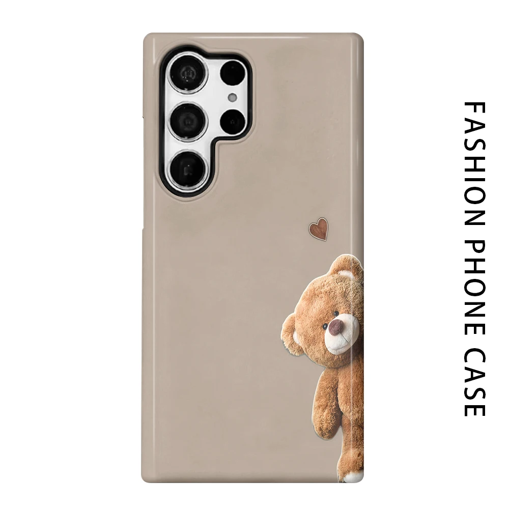 Teddy Bear Phone Case for For Samsung Galaxy S26 S25 S24 S23 S20 FE A56 A36 Ultra Glossy HD Hard Cover Film Shell