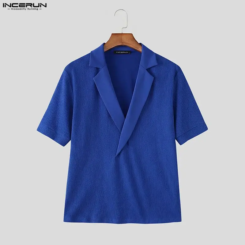 

Men's Shirt Deep V Neck Short Sleeve Streetwear Solid Camisas Masculina Summer Tops 2026 Fashion Casual Shirts For Man INCERUN