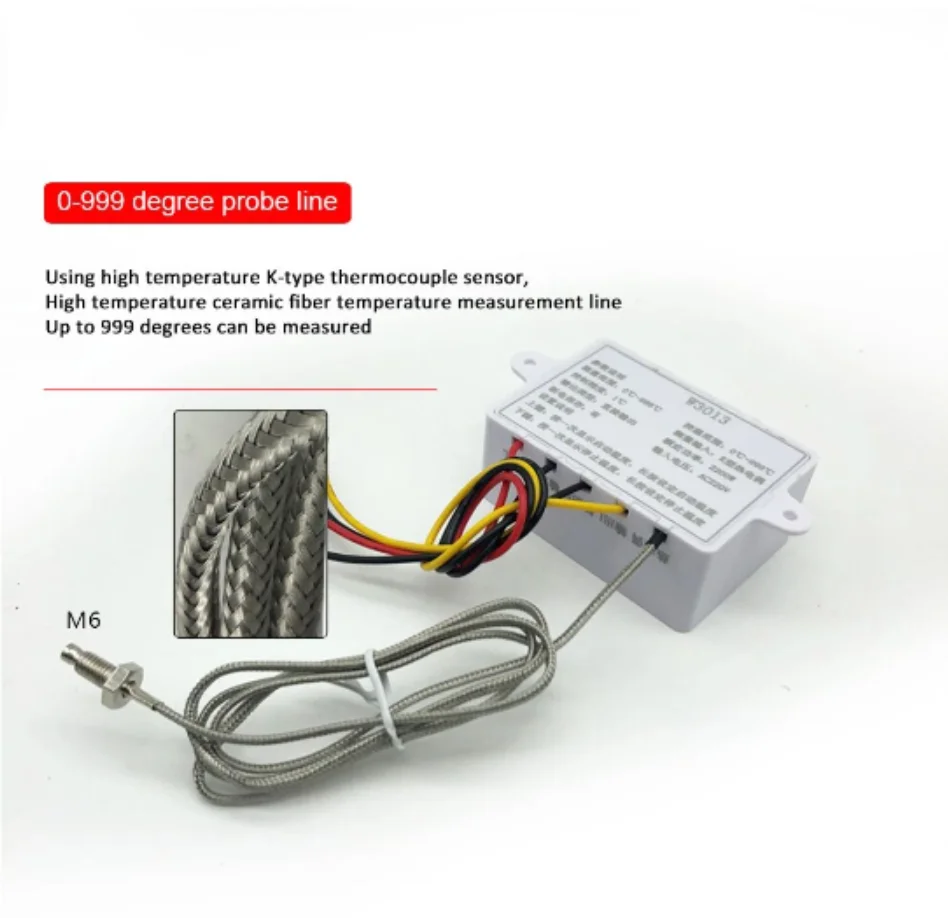 W3013 Digital Thermostat K-type Thermocouple High Temperature Controller 2200W 1M AC110V 220V For Chassis Equipment