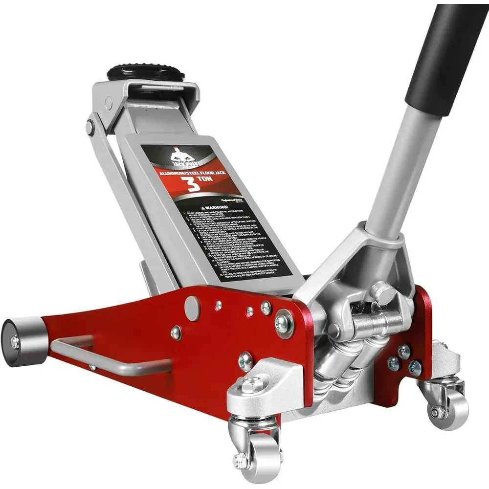 

3 Ton Dual Piston Steel Racing Floor Jack, 3-15/16 to 18-5/16 Lift Range, Red, 58.5 lb