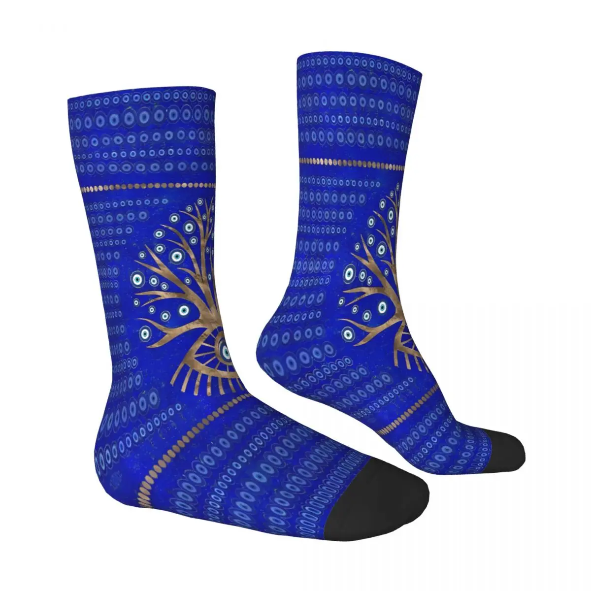 Chaussettes Mauvais Œil Grec pour Homme et Femme, Motif Arbre, Mataki, Lapis Lazuli, Bas d'Été Imprimés