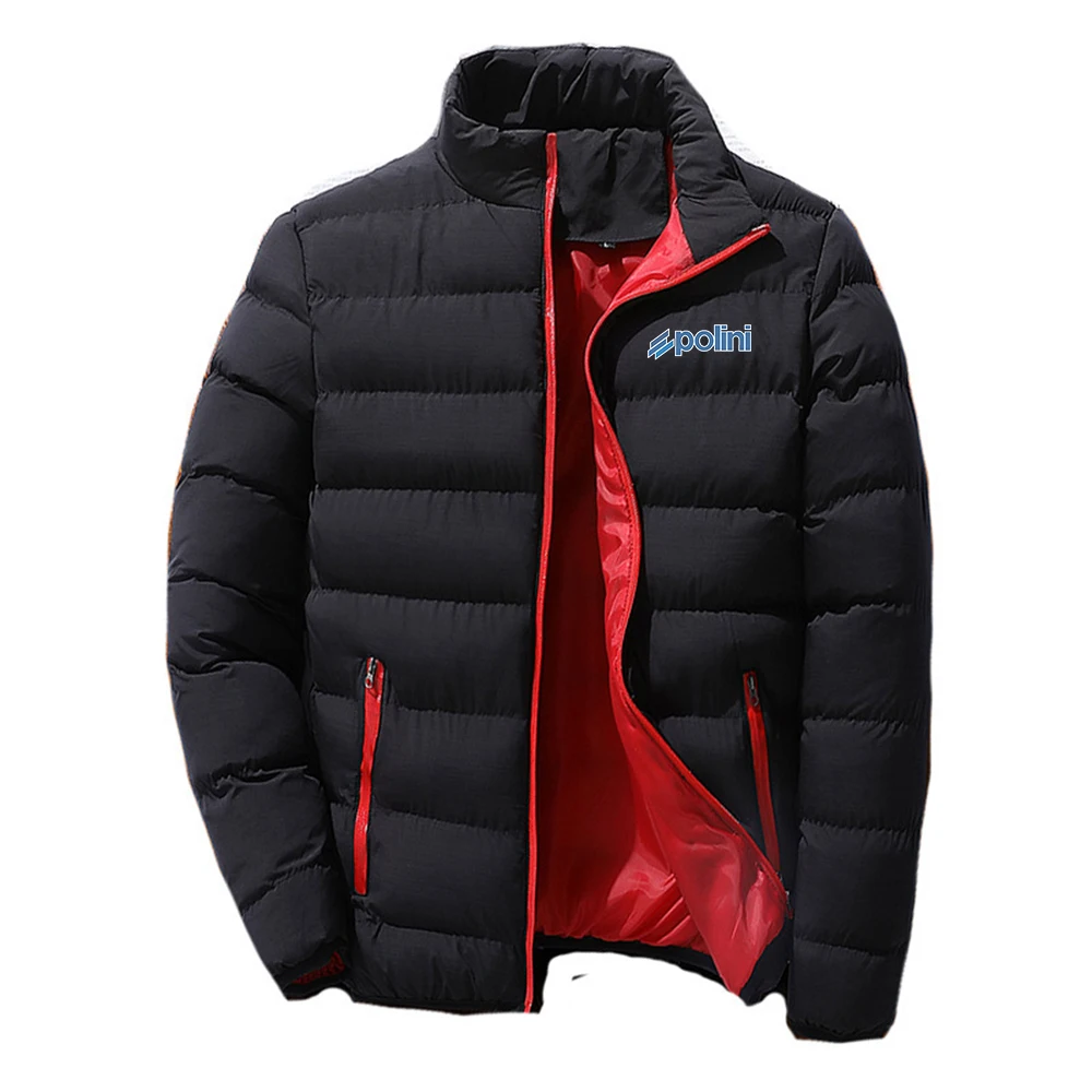 2026 Men's Casual Men's Waterproof Windbreaker Jacket Polini Logo Print Winter Warm Autumn Zip-Up Solid Color Coat Hoodies view 3