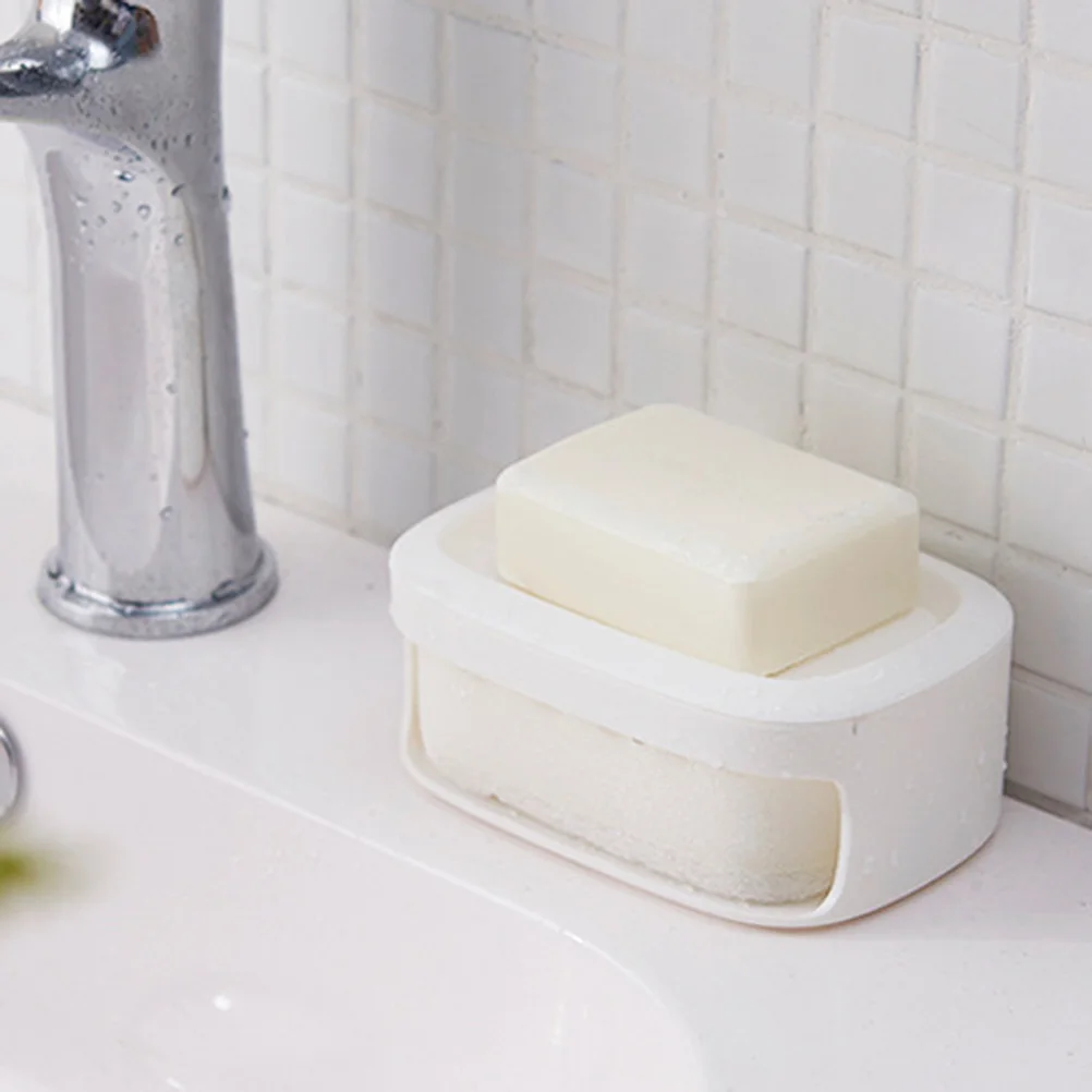 

Double Layer Box Waterproof Plastic Soap Dish For Bathroom Home Outdoor Use Large Capacity Storage Case Standard Size White