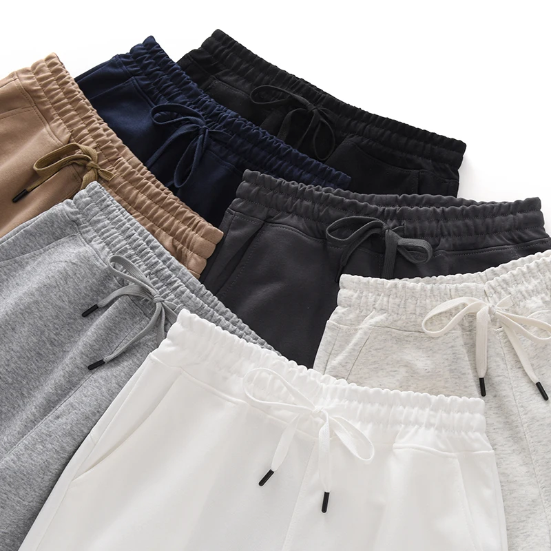 

Heavyweight Trendy Brand Men's Summer Color Simple Sport Casual Sweatpants Loose Straight Five-Quarter Length orts