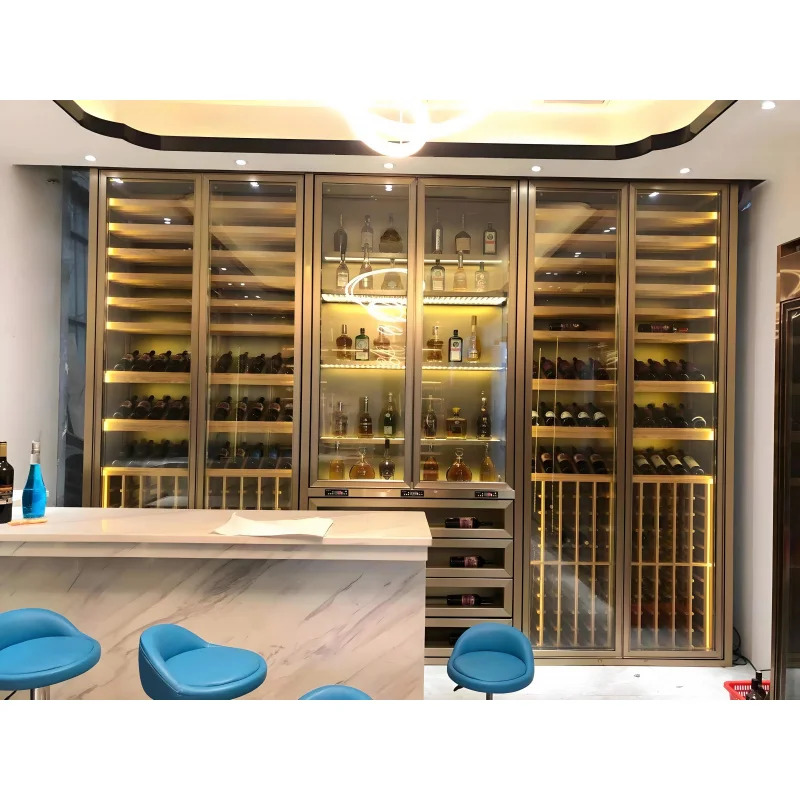 Customize.Thermostatic Stainless Steel Wine Cabinet Red Wine Cellar Storage Display Whiskey Cabinet