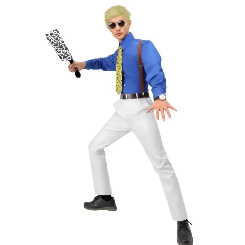x,3;f\6;h/NewDazcos Kento Nanami cosplay costume men's US size shirt pants uniform suit with tie suspender glasses Hal6;j'3\y,8/ view 5