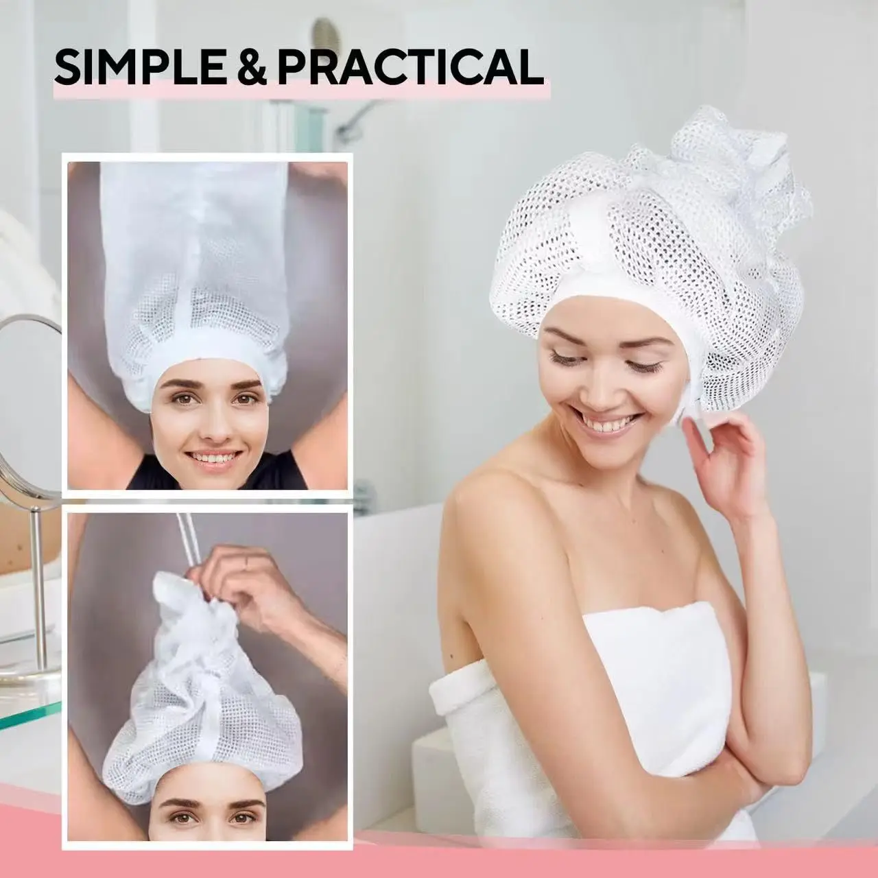 1Pc Net Plopping Cap for Drying Curly Hair, Net Plopping Bonnet With Drawstring, Breathable And Comfortable For Hair Care