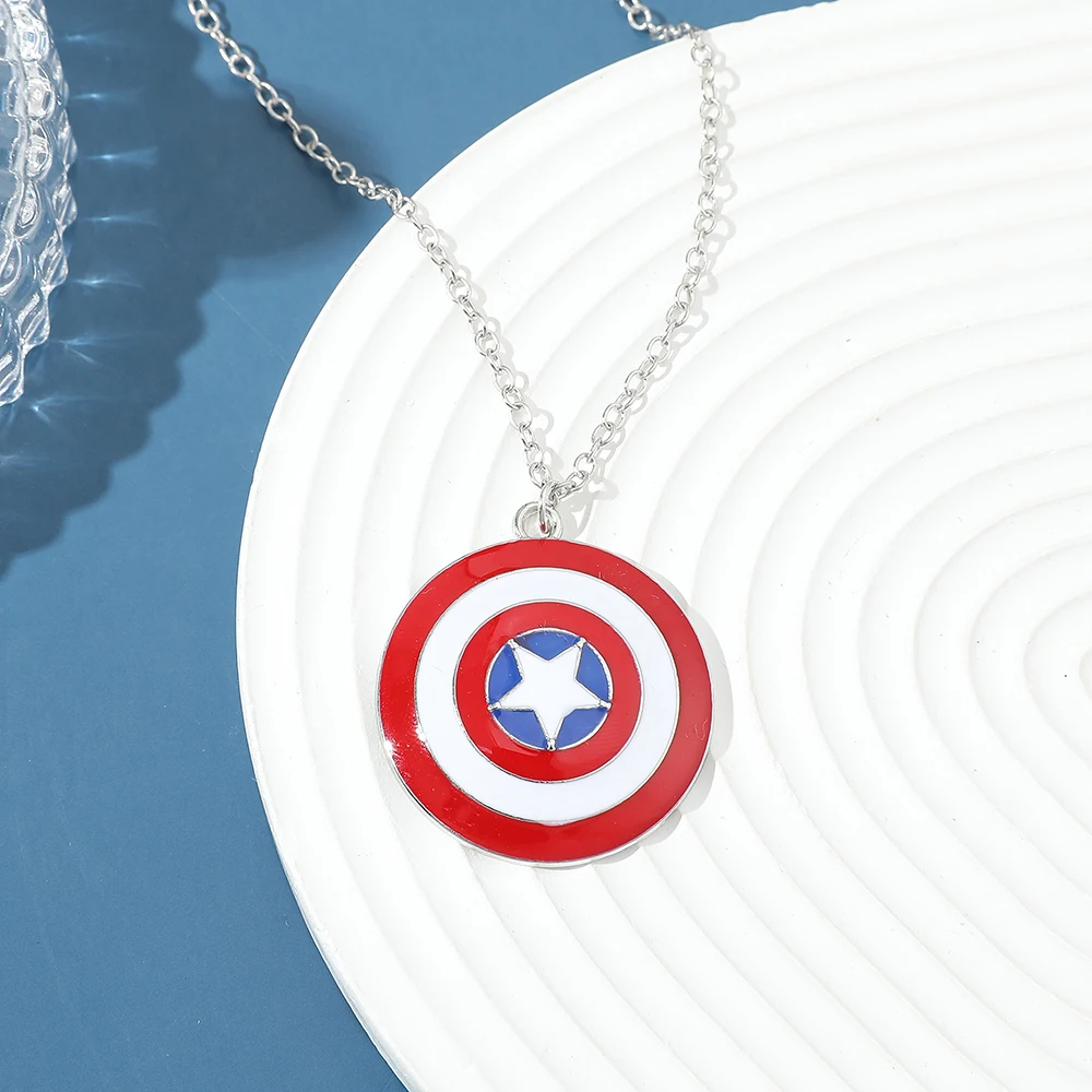 Captain America Shield Anhänger-Halskette, Superhelden-Mode, Punk-Stil, Cosplay-Schmuck für Damen und Herren, trendiges Accessoire – Detail 4