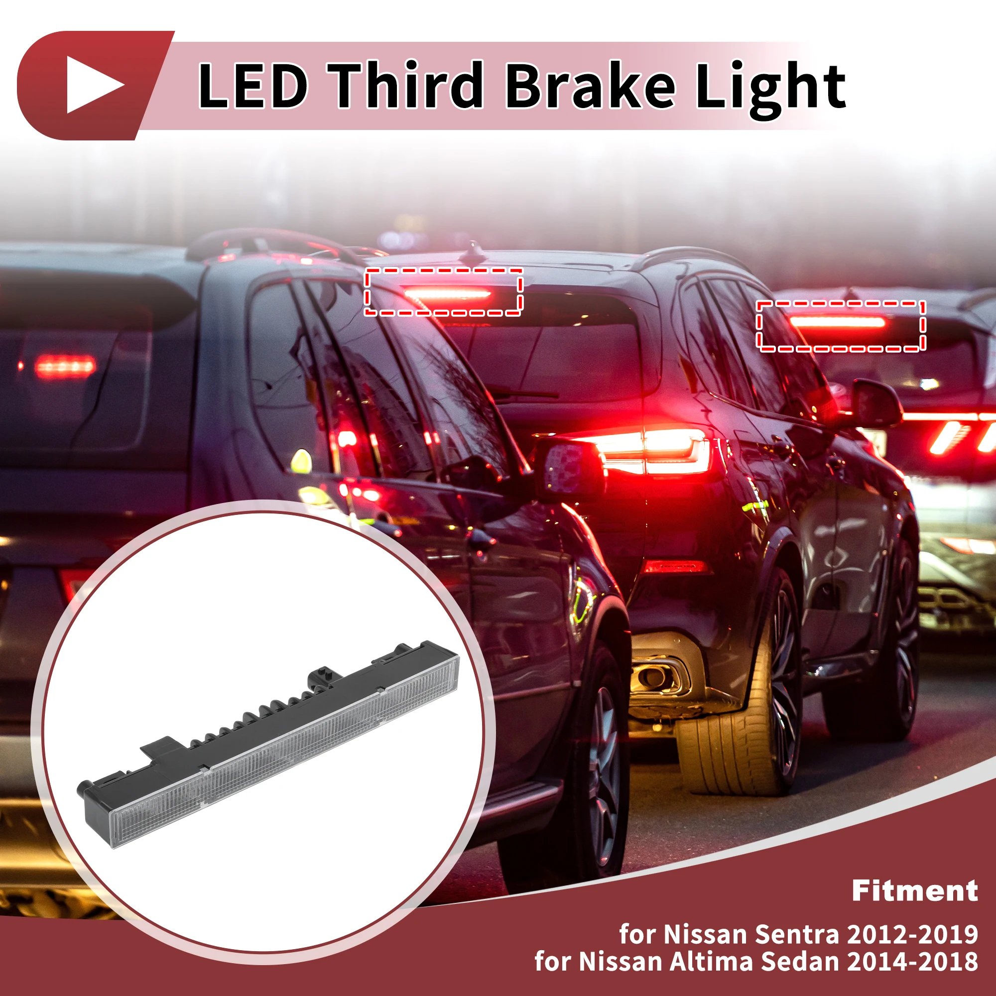 UXCELL High Mounted LED Third Brake Light for Nissan Sentra Altima No.265903RA0A