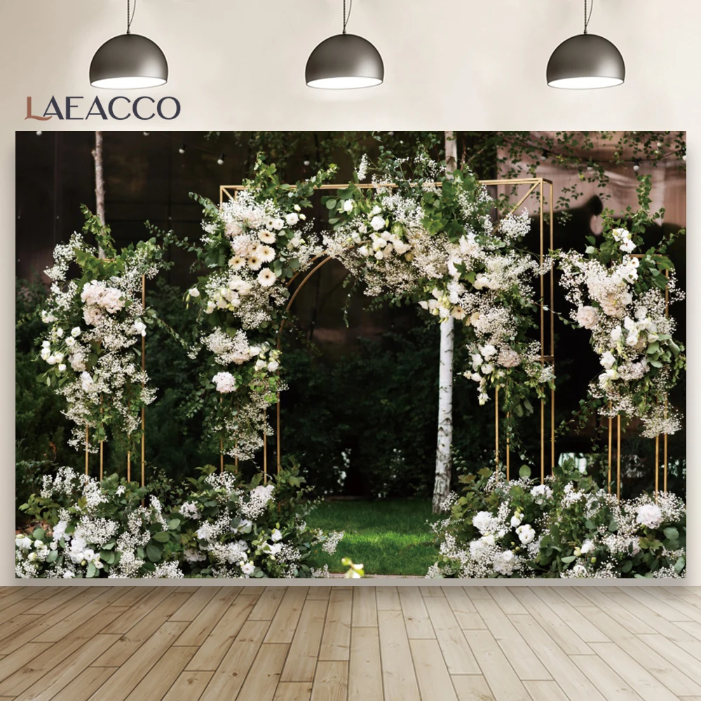 Outdoorsy Wedding Ceremony Photography Background Green Grass Flower Curtain Balloon Decoration Bridal Shower Photocall Backdrop