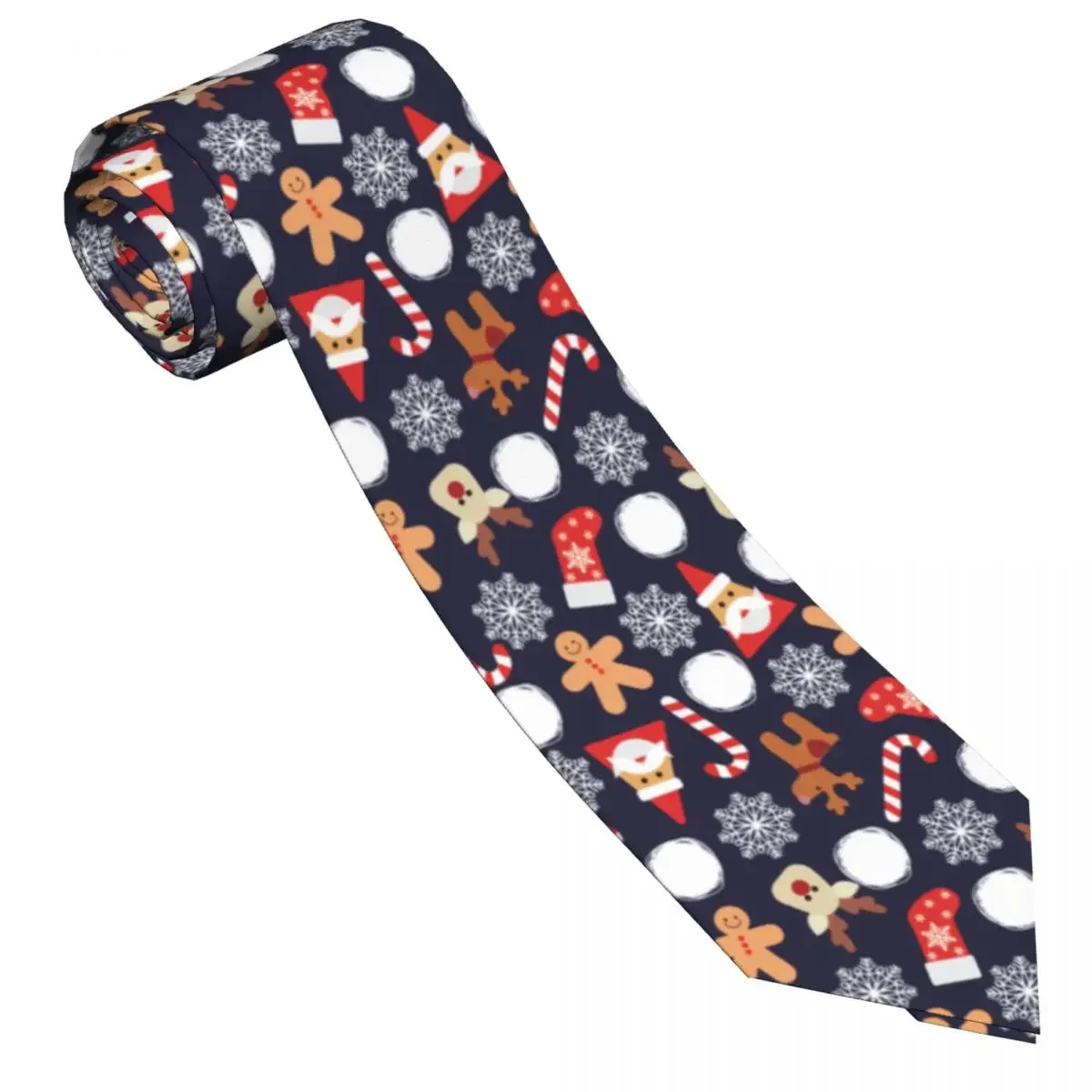 Mens Tie Classic Skinny Happy New Year And Christmas Day Icons Neckties Narrow Collar Slim Casual  Accessories Gift