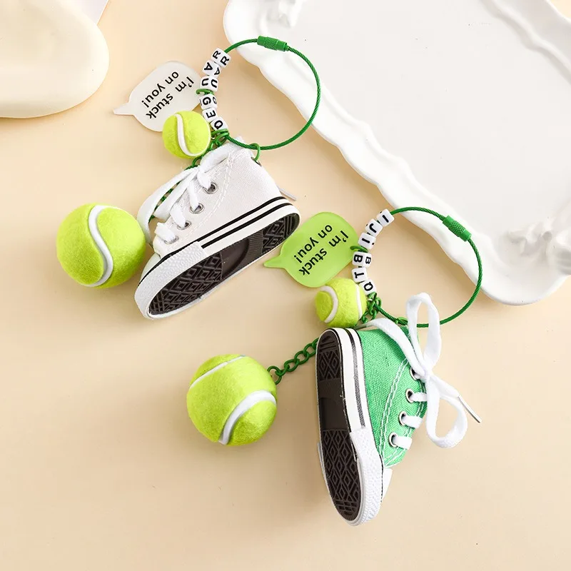 1pcs Cute Mini Tennis Shoe Keychain Canvas Tennis Sneaker Pendant Sports Game Souvenir Bag Charm for Backpack Decoration