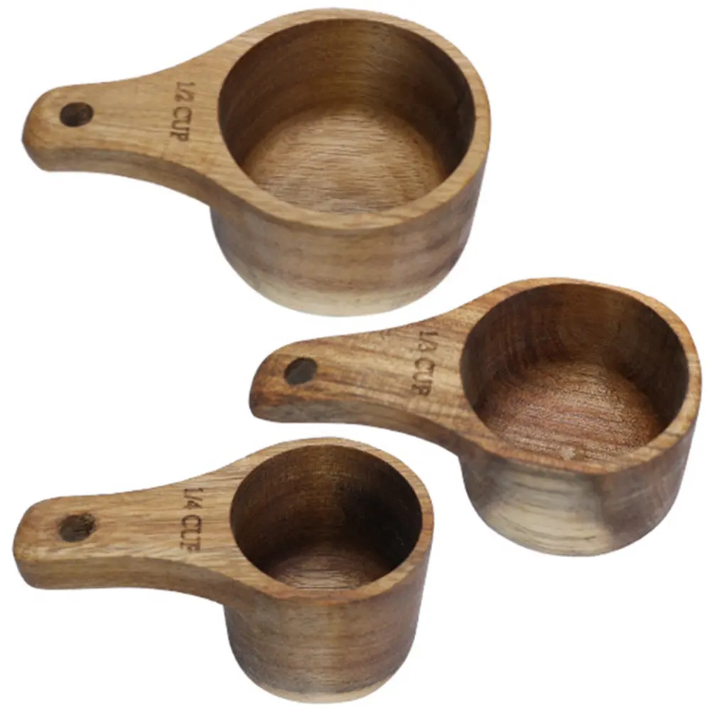 Juego de 3 cucharas medidoras de madera, cucharas de madera para café molido, leche en polvo, té, sal de baño, utensilios de cocina