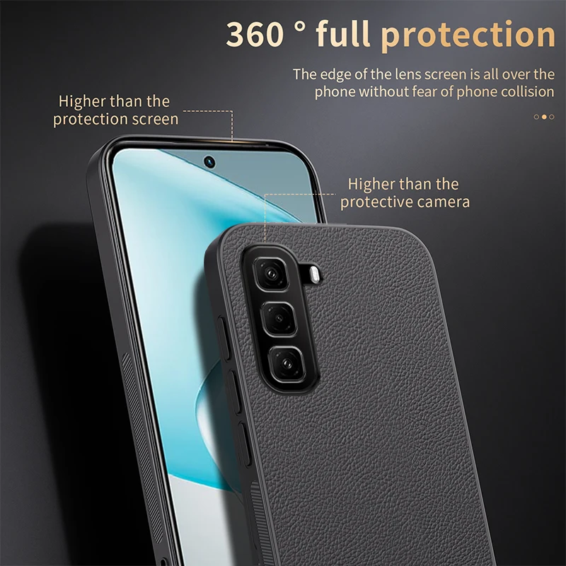 Leather Case for Infinix Hot 50 Pro 4G Luxury Shock Absorption Car Magnetic Mount Anti-knock Anti-fingerprint Thin Cover