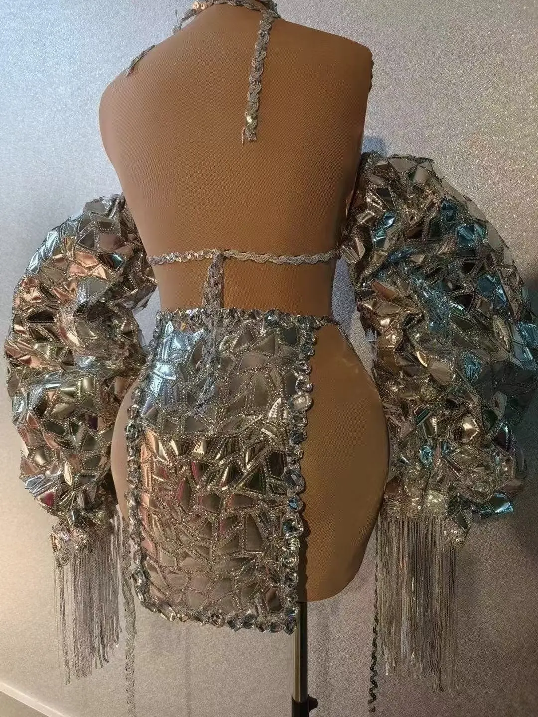 2025 Sexy GOGO Dancer Stage Show Silver Outfit Female Costume Nightclub Bar Dj Drag Queen Stage Performance Costumes DN21317