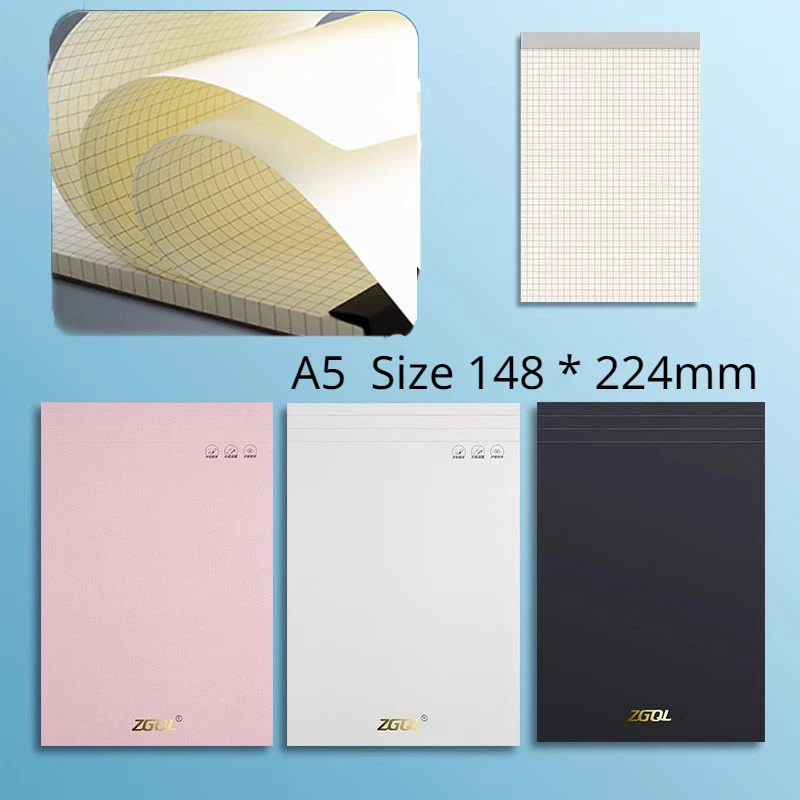 80 Page Tearable Notebook, A5 Thickened Agenda Notebooks, Horizontal Inner Page and Grid Notebook Smart Draft Notepad Sketchbook