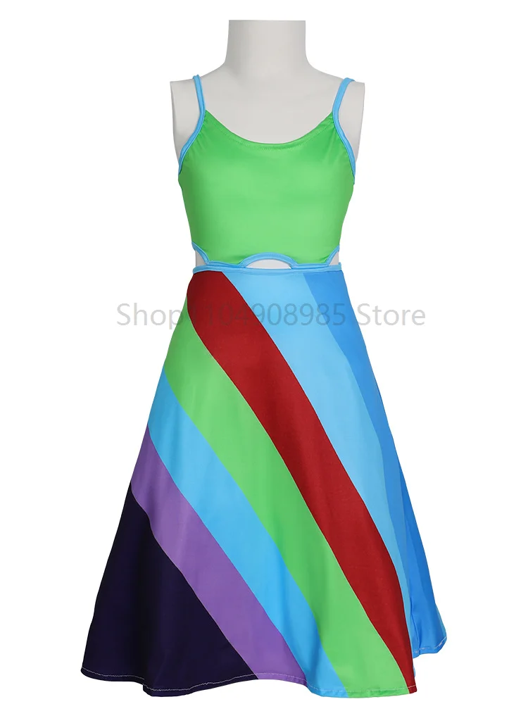 

Cosplay for Women Inspired Dress Fancy Dress Up Multi-Colored Adult Dress Sexy Cutout Backless Mini Skirt Costume