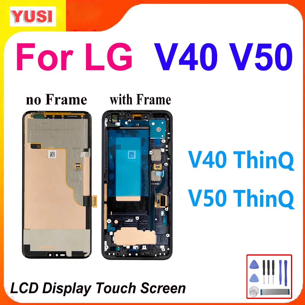 Pantalla LCD probada para LG V40 V50, ensamblaje de digitalizador de pantalla táctil con marco para LG V40 ThinQ V50 ThinQ, repuesto de LCD
