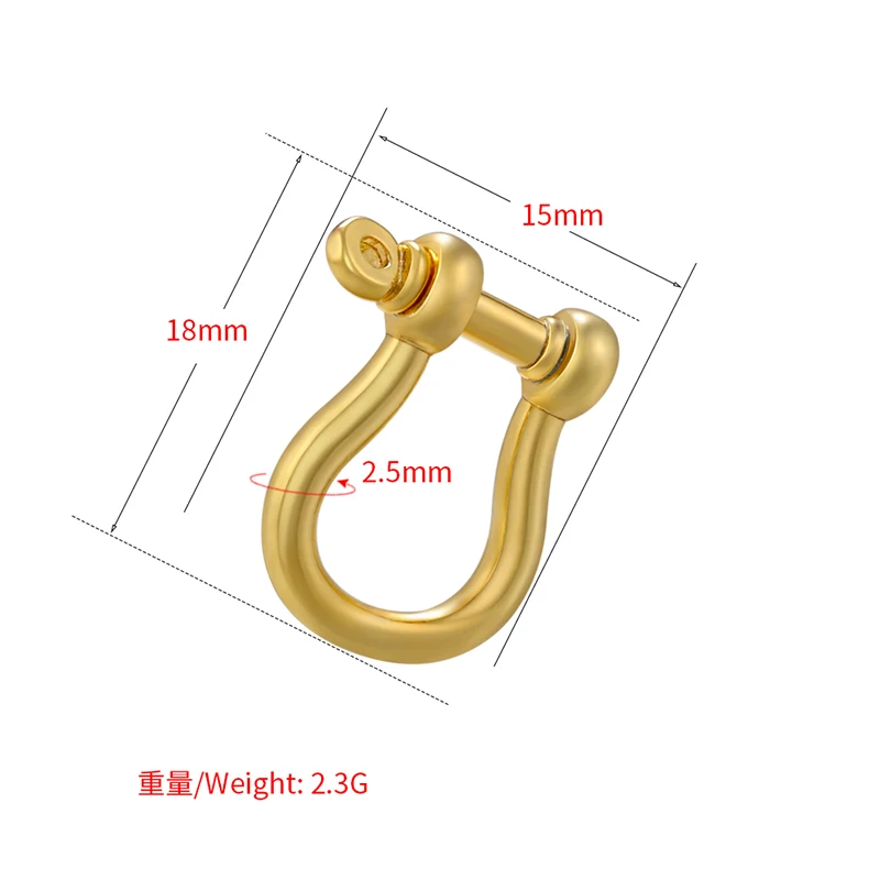 ZHUKOU Gold color U Shape Clasp hooks For Women Handmade Bracelet Jewelry brass Clasp hooks Accessories Wholesale VK146