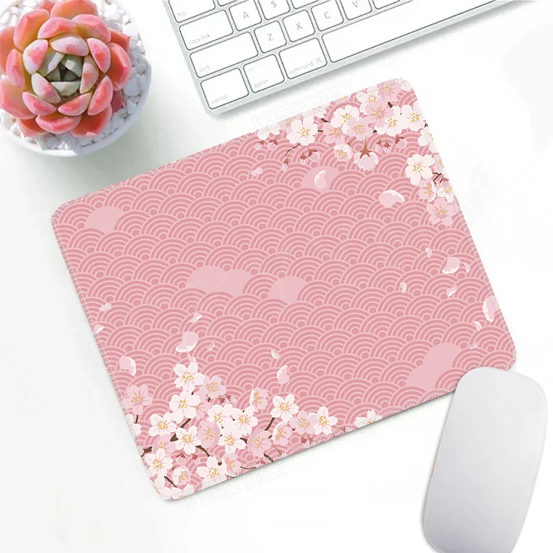 

Small Size Mousepad Sakura Square Mousepad Pink Mouse Pad Green Deskmat For Laptop Computer Desk Mat 20x25cm Cute Mouse Mats