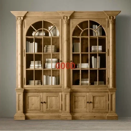 American Oak Office Bookcase Simple Solid Wood Storage Bookshelf Bookcase French Living Room Carved File Cabinet