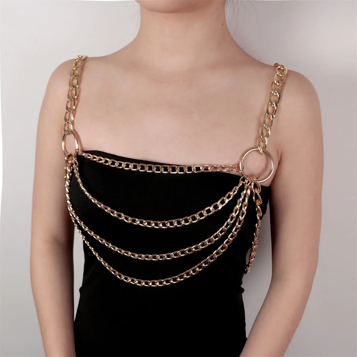 

Punk Metal Chain Strap Fashoin Body Decoration Goth Pu Body Strap Garter Clothing Accessories