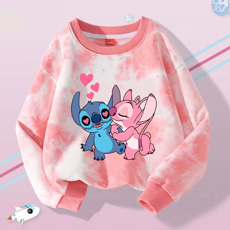 Kawaii Lilo Stitch Children Sweatshirt Cute Disney Cartoon Printed Sweatshirt Boys Girls Casual Sports Tops Baby Autumn Clothes