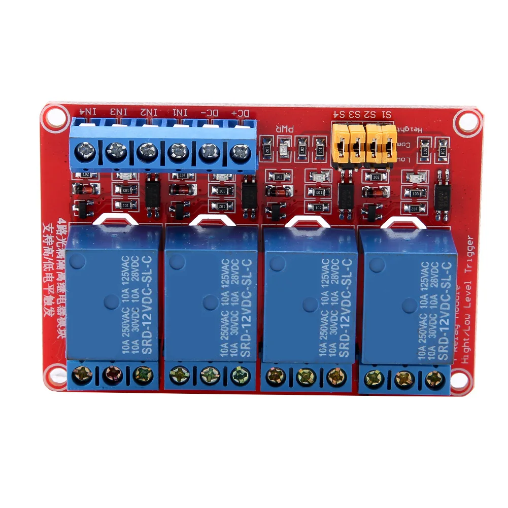 Carte de Module de relais optocoupleur à 4 canaux, déclencheur haut et bas 12V, Module de déclenchement haut et bas, Module de relais, contacteur modulaire 220V