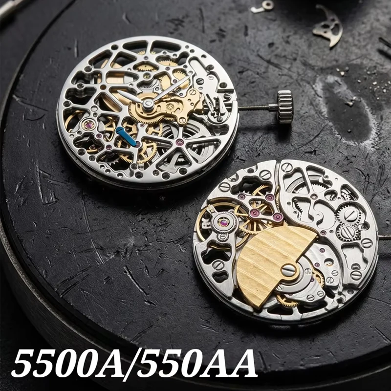 New 5500A Mechanical Movement 33 Jewels Hollowed Out Hand-Winding Watch Movement For 550AA Movement Watch Repair Accessories