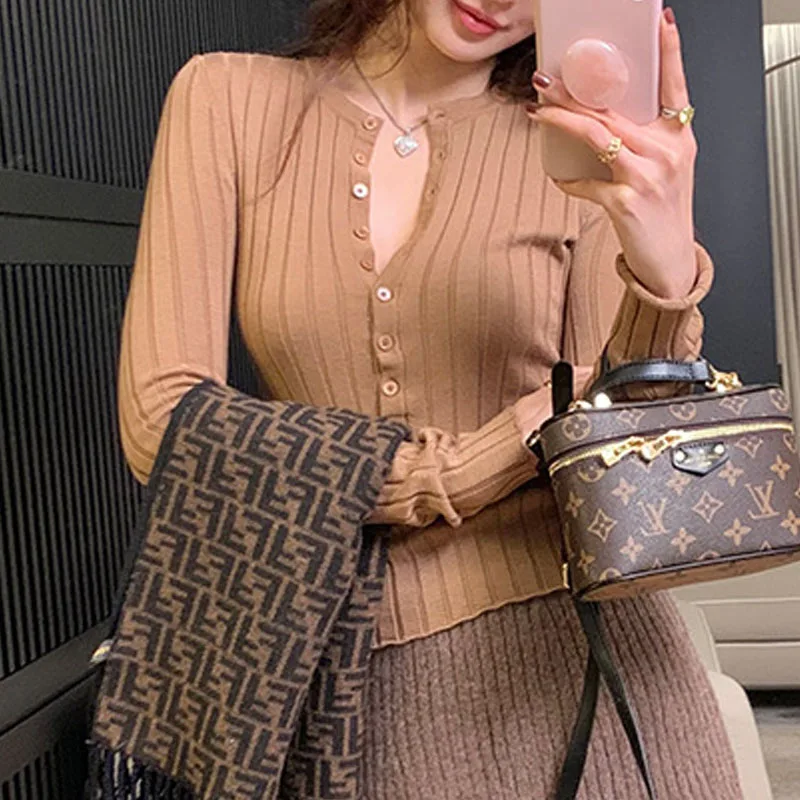 Neue Langarm Gestrickte Pullover Frauen Pullover Schwarz Oansatz Stricken Pullover Pullover Frauen Tops Sueter Feminino Strickwaren Q1629