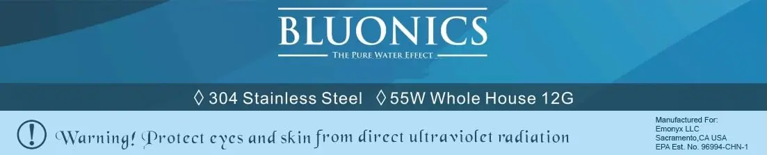 Ultraviolet Light UV Water Purifier Filter for Whole House Water Purification 12 GPM 55W 110V, 3/4" MNTP Inlet Outlet, 2 Extra B