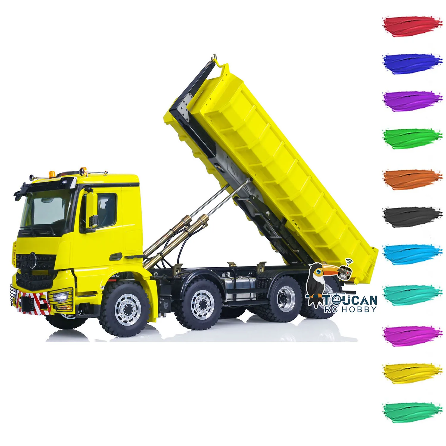 Toys LESU 1/14 8x8 Hydraulic RC Dumper Truck Remote Control Painted Finished Full Dump Car Model Sound Light Machine THZH1654