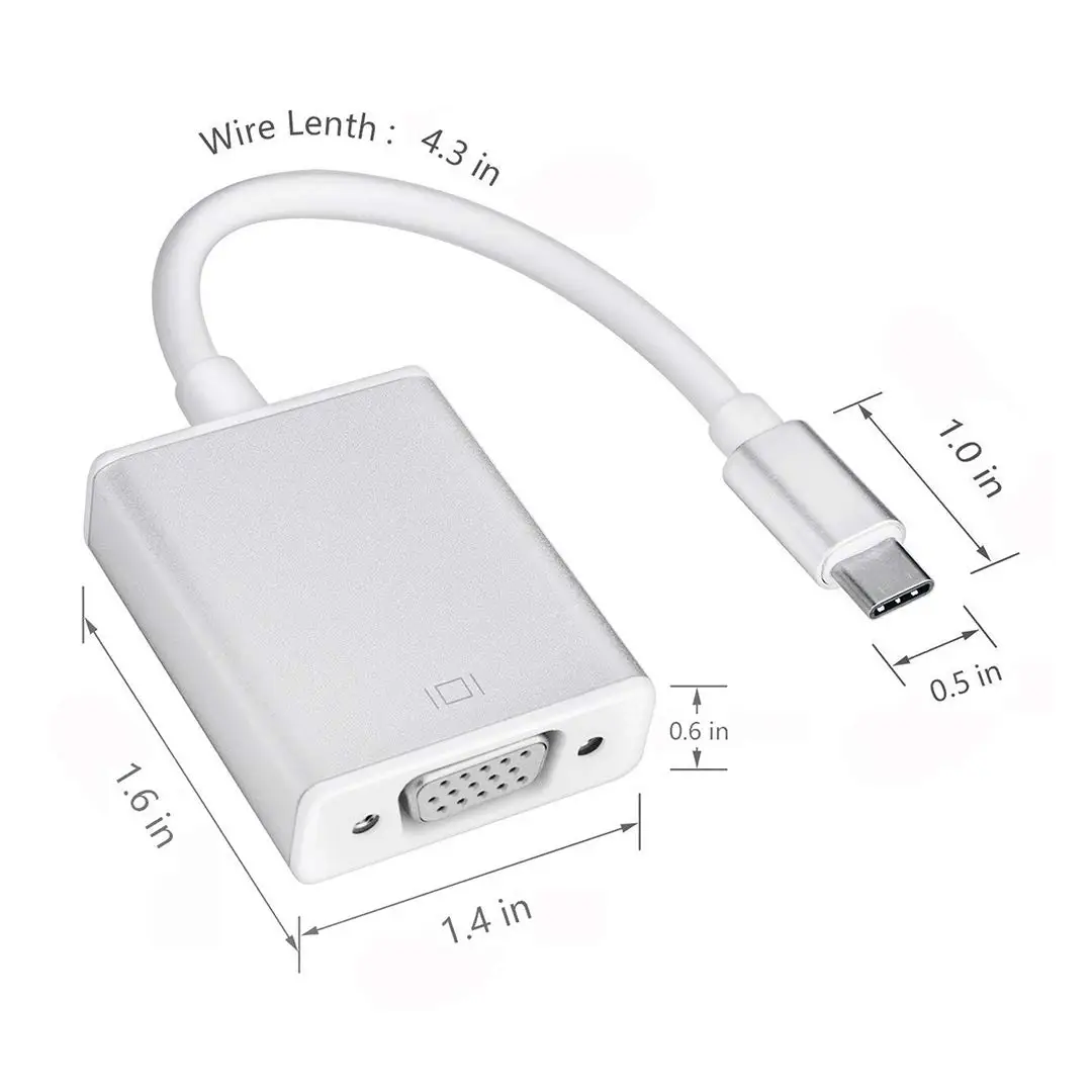 USB-C to VGA Adapter USB 3.1 Type C (Thunderbolt 3) to VGA Converter Compatible with MacBook Pro New MacBook MacBook Air 2018