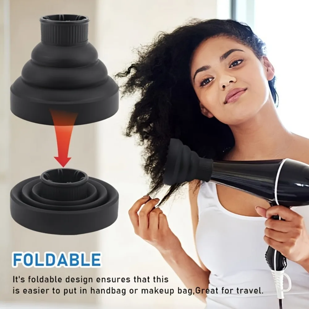 

Foldable Portable Silicone Hair Dryer Diffuser Telescopic Nozzle for Styling Curling Travel Salon Home Use High-Temp Resistant