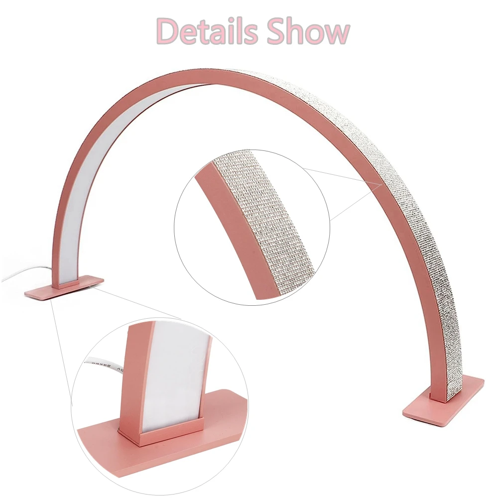 LED 눈 보호 네일 아트 속눈썹 라이트, 미용실 캠버 하프 문 램프, 네일 페인팅, 데스크탑 아치 곡선 링, 55cm, 75cm