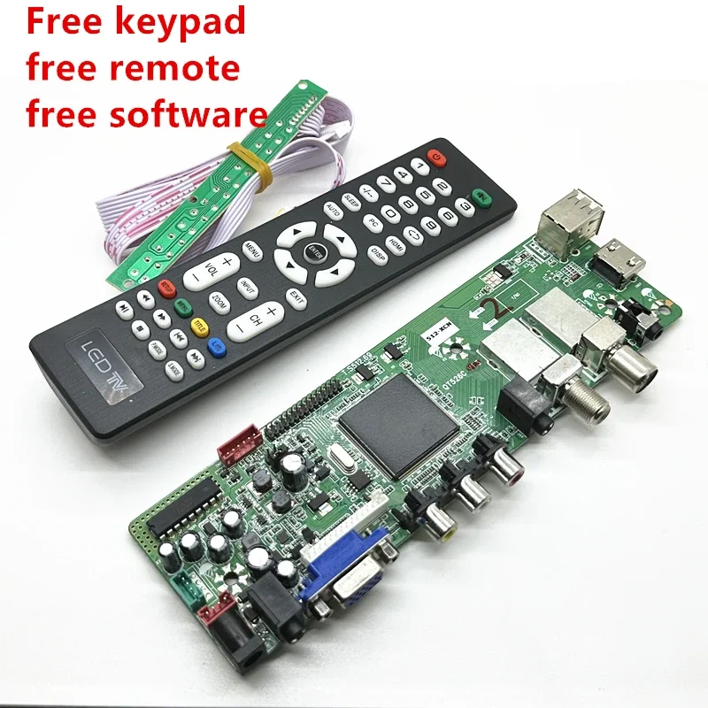 New qt526c TV motherboard presents remote control, key board, firmware, supports DVB-T2, DVB-S2