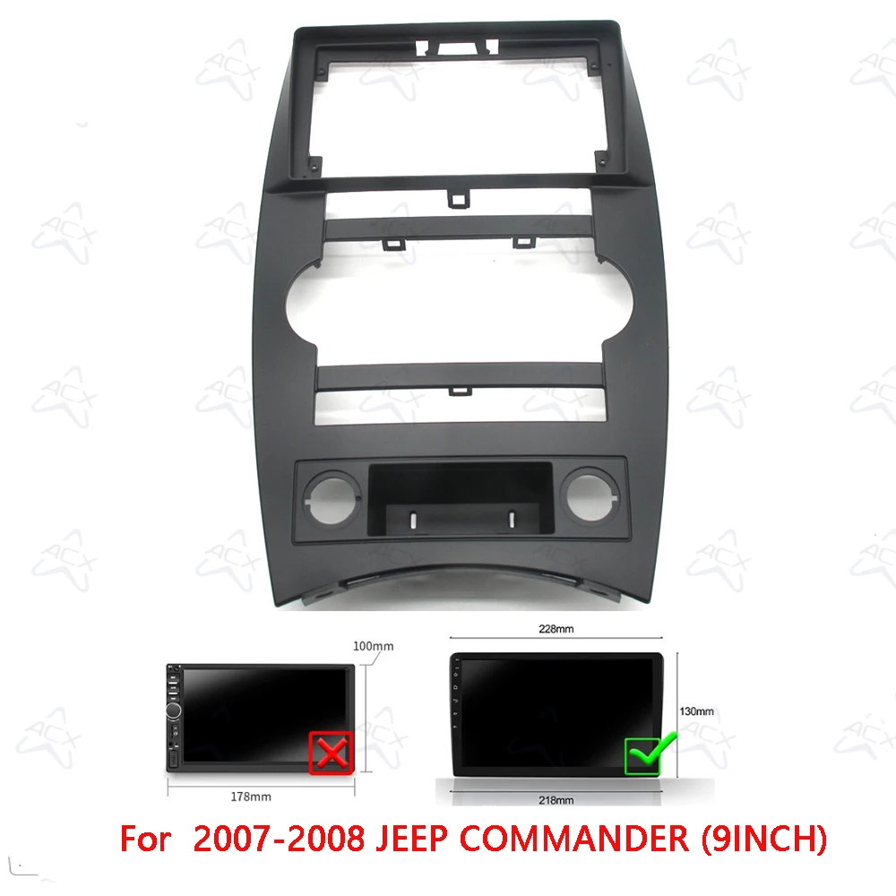 9 Inch Car Radio Fascias For 2007-2008 JEEP COMMANDER Android Stereo Frame Player 2 Din Head Unit Panel Dash Trim With Cable