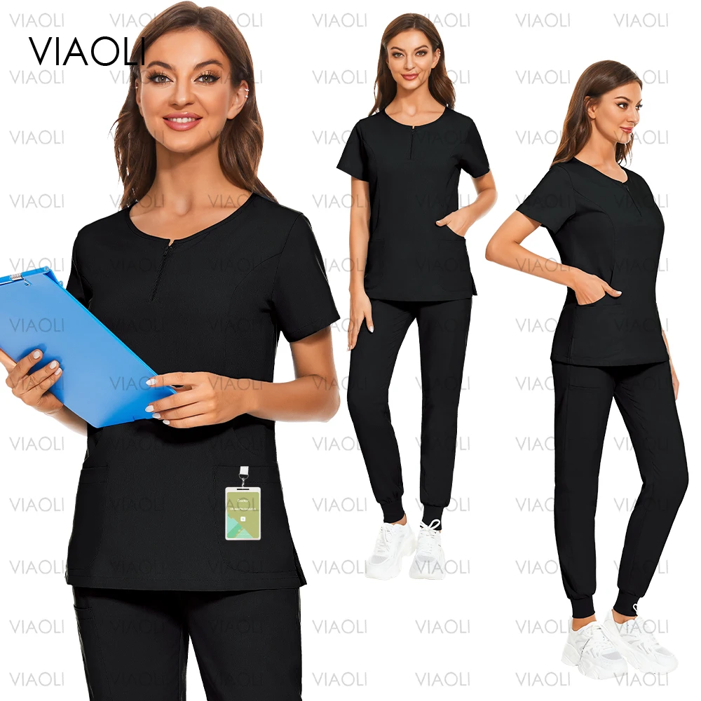 New Scrubs Nurse Uniforms Multi Short Sleeve Tops Jogger Pants Hospital Set Women Pet Shop Doctor Workwear Medical Surgery Suits