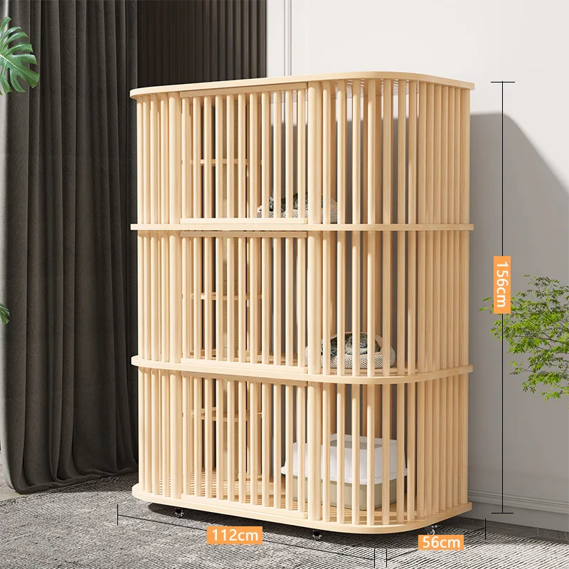 Wooden Pet Cage for Cats and Small Animals Pine Pet House Indoor Animal Enclosure Sleeping & Playpen Crate Assemb Needed
