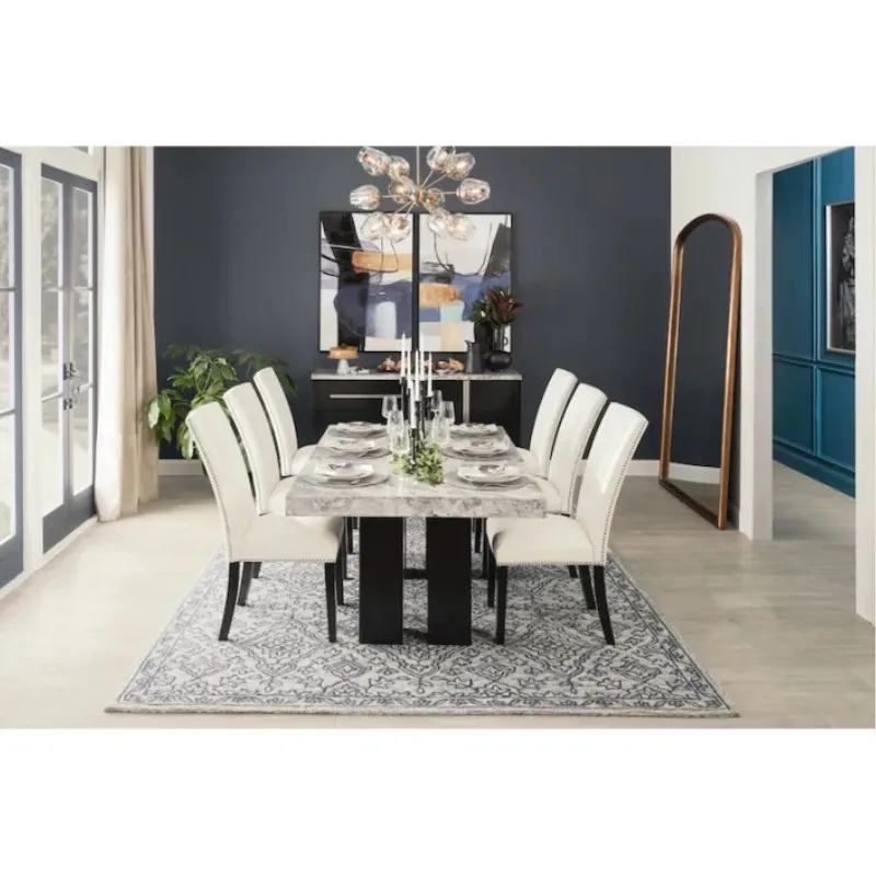 Gray Marble Tabletop Marble Top Dining Table With Metal Base Modern Royal Dining Set