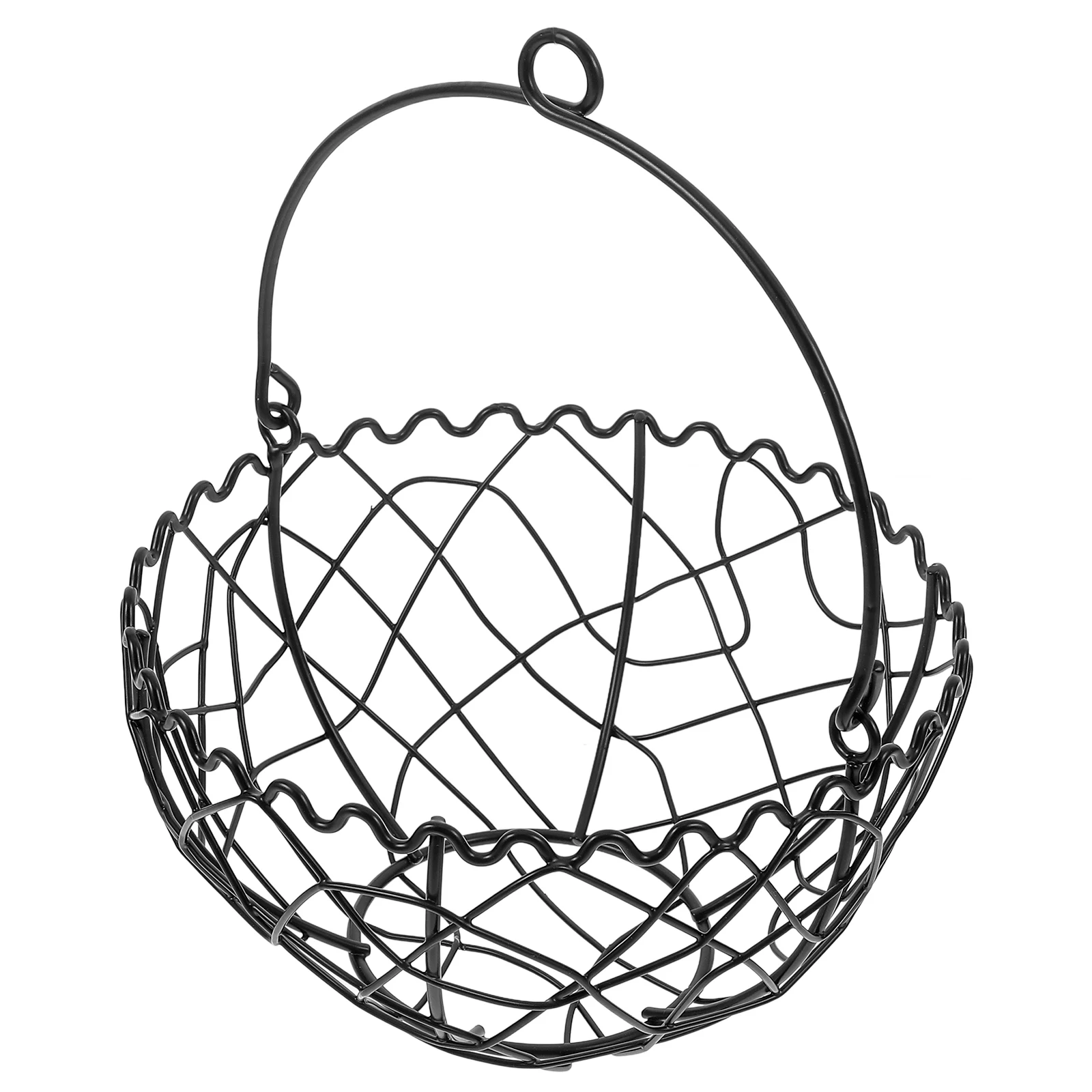 

Kitchen Storage Basket for Fresh Eggs Ginger Garlic Food Baskets Iron Vintage Holder Countertop Black Compact Sturdy Fruit