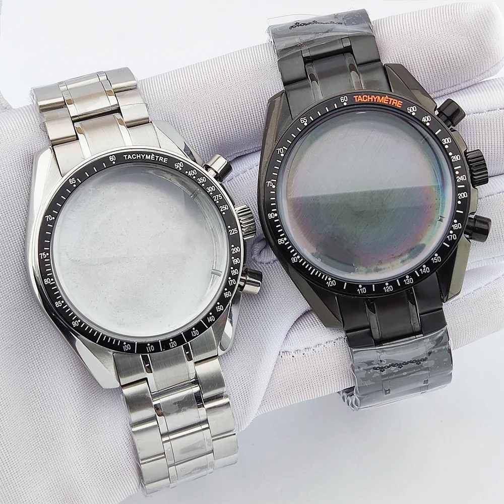 40MM Watch Case Set VK63 Movement Case Sapphire Glass Waterproof Case Luxury Men's Watch Case Fits 32.5mm Dial Case