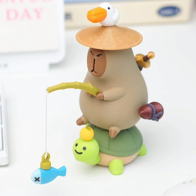 Capybara Magnetic Desktop Ornament 3d Printed Capybara Model Doll Decoration Dolphin And Fishing Figurine Collectible Gift