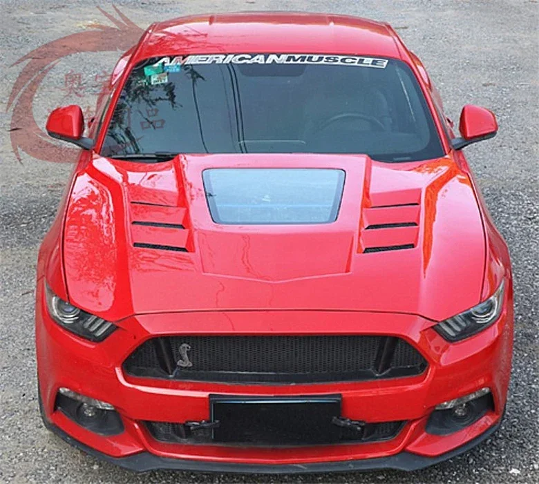 Real Carbon Fiber Transparent Front Bumper Engine Hood Bonnet Vent Cover For Ford Mustang 2015-2022