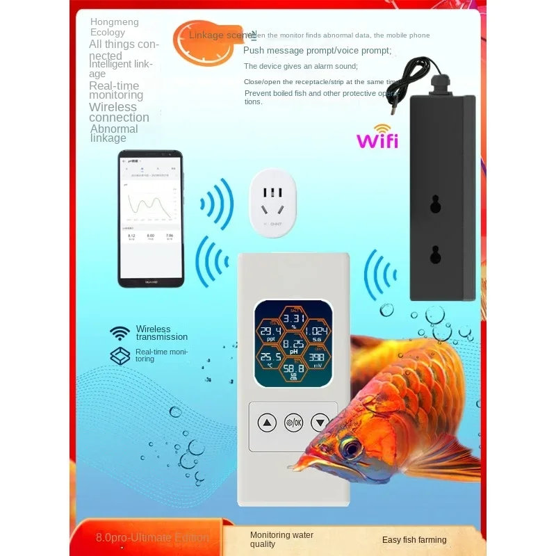 6.0 split fish tank water quality detector pH temperature TDS fish tank real-time monitor multi-function
