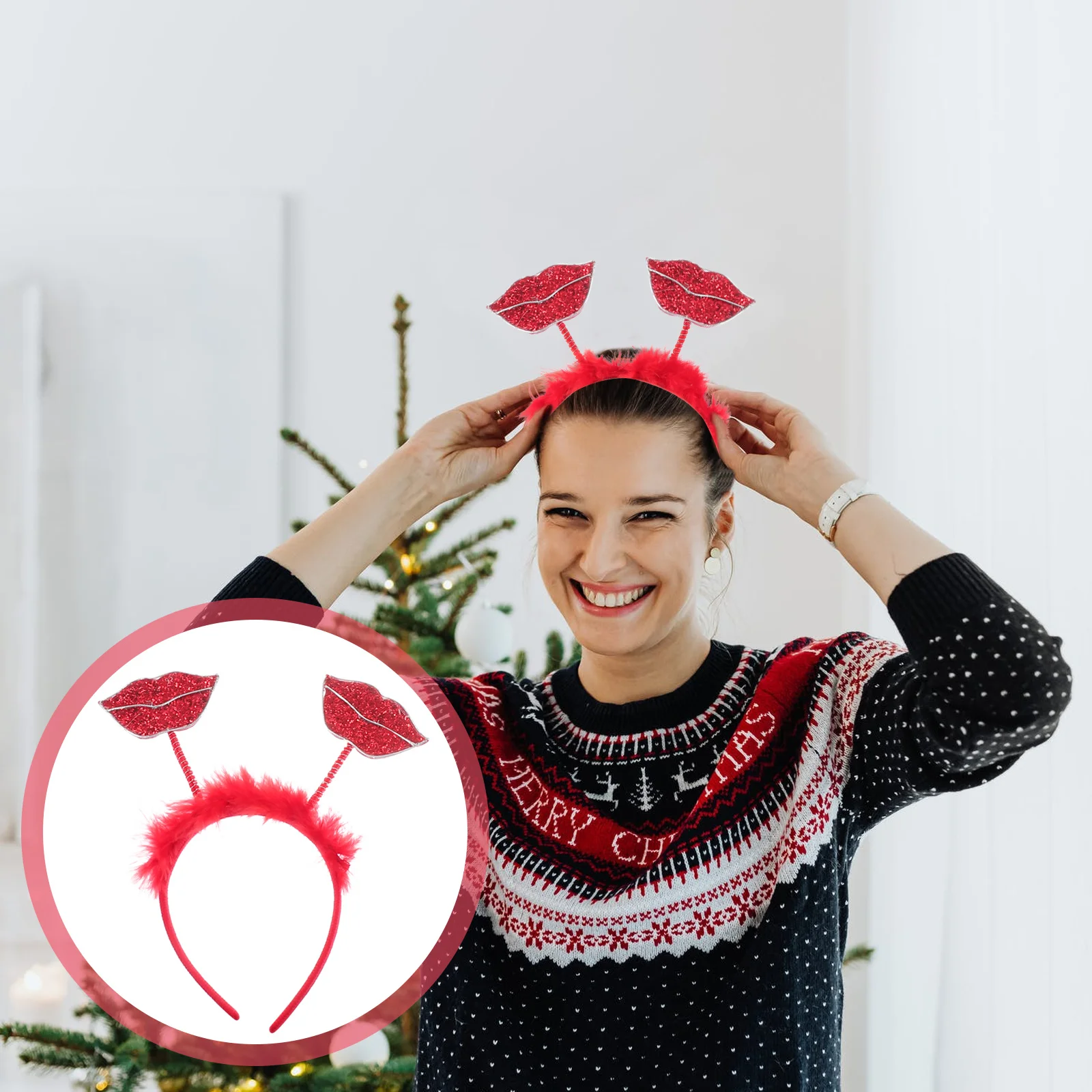 

1pc Red Lip Headband Women Hairband Valentine'S Day Party Head Decor Hair Accessory For Adult Female Carnival Costume Supply