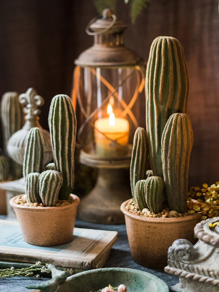 Simulation Cactus Bonsai Fairy Column on The Ground False Plant Measure Day Foot Green Plant Decoration in Northern Europe