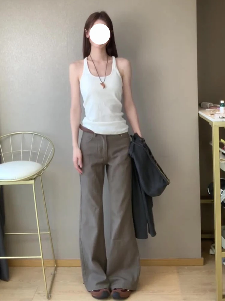 

Мешковатые джинсы Y2K, женские джинсы-палаццо с широкими штанинами, драпированная жидкая женская джинсовая мода, элегантная шикарная модная современная серия High Street Vibe