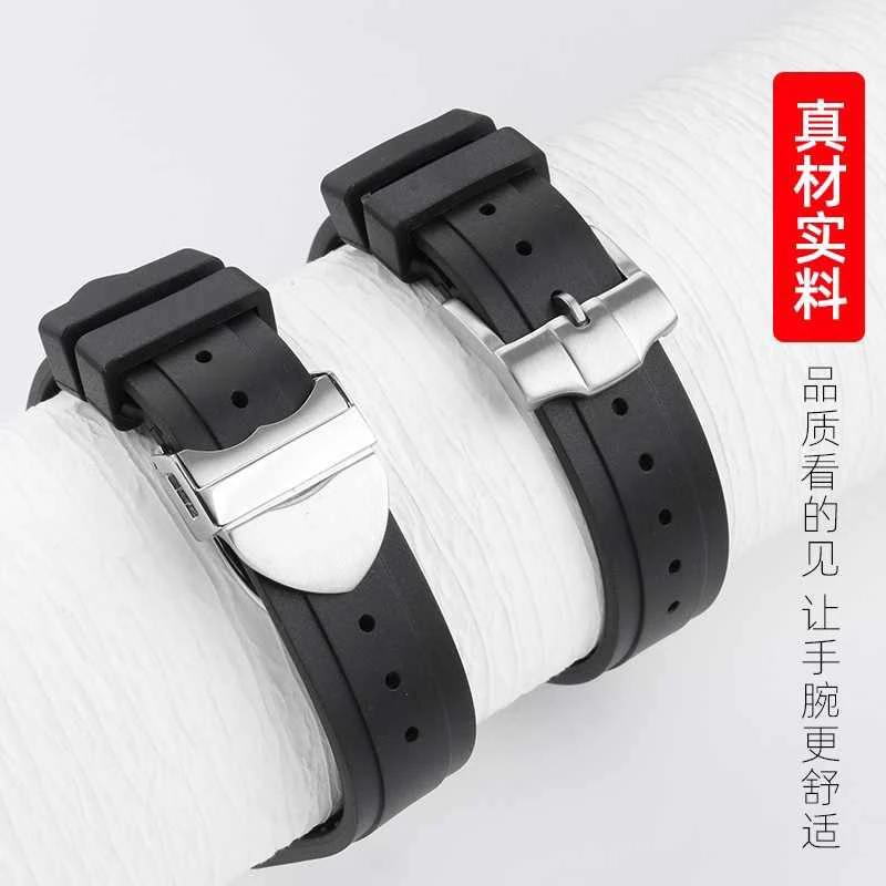 Para Tudor Pelagos tomahawk 25500 25600 91210N correa de reloj de silicona de goma convexa correa de reloj negra para hombre 22*12mm hebilla plegable