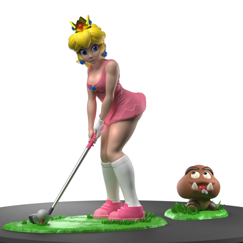 

1/24 3d Printing Model Kit Beautiful Princess Peach Golf Anime Figure Model Kit DIY Miniature Reduction Statue Unpainted Toys